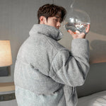 Thickened Textured Stand Collar Zipper Jacket