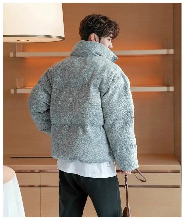 Thickened Textured Stand Collar Zipper Jacket