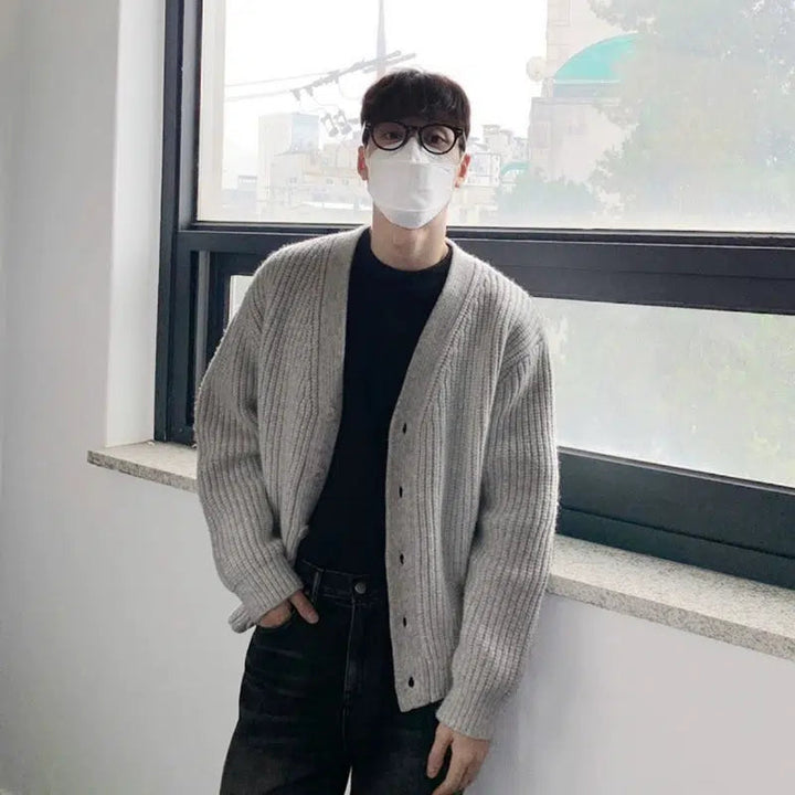 Thickened V-neck Knitted Cardigan Sweater
