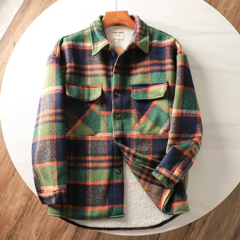 Thickened Velvet Flannel Plaid Jacket