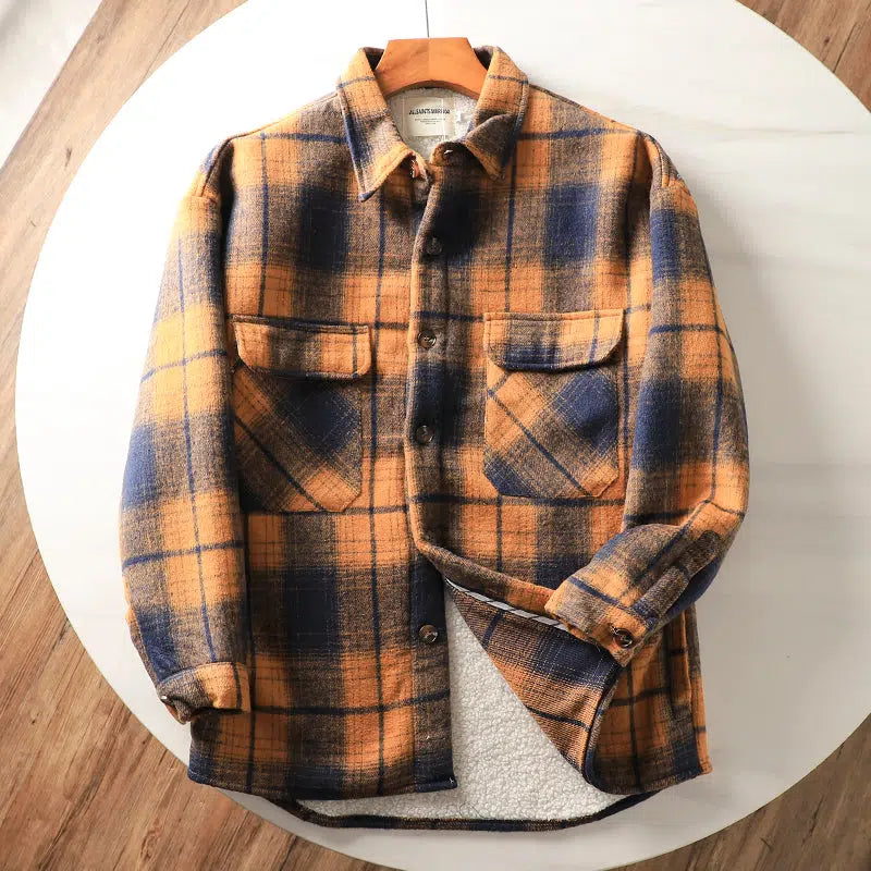 Thickened Velvet Flannel Plaid Jacket