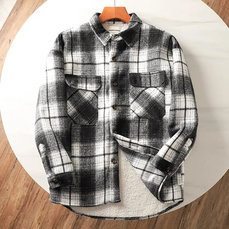 Thickened Velvet Flannel Plaid Jacket
