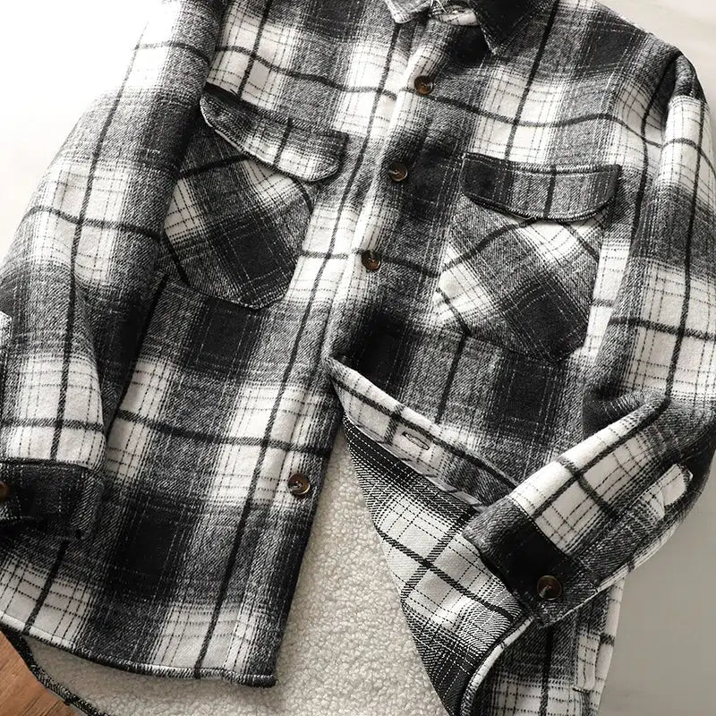 Thickened Velvet Flannel Plaid Jacket