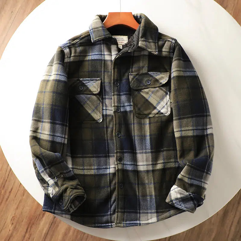 Thickened Velvet Flannel Plaid Shirt