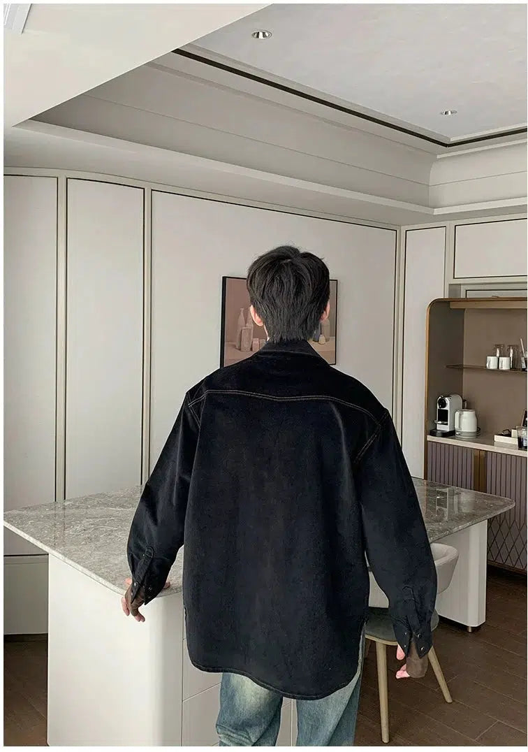 Thickened Velvet Long-sleeved Shirt