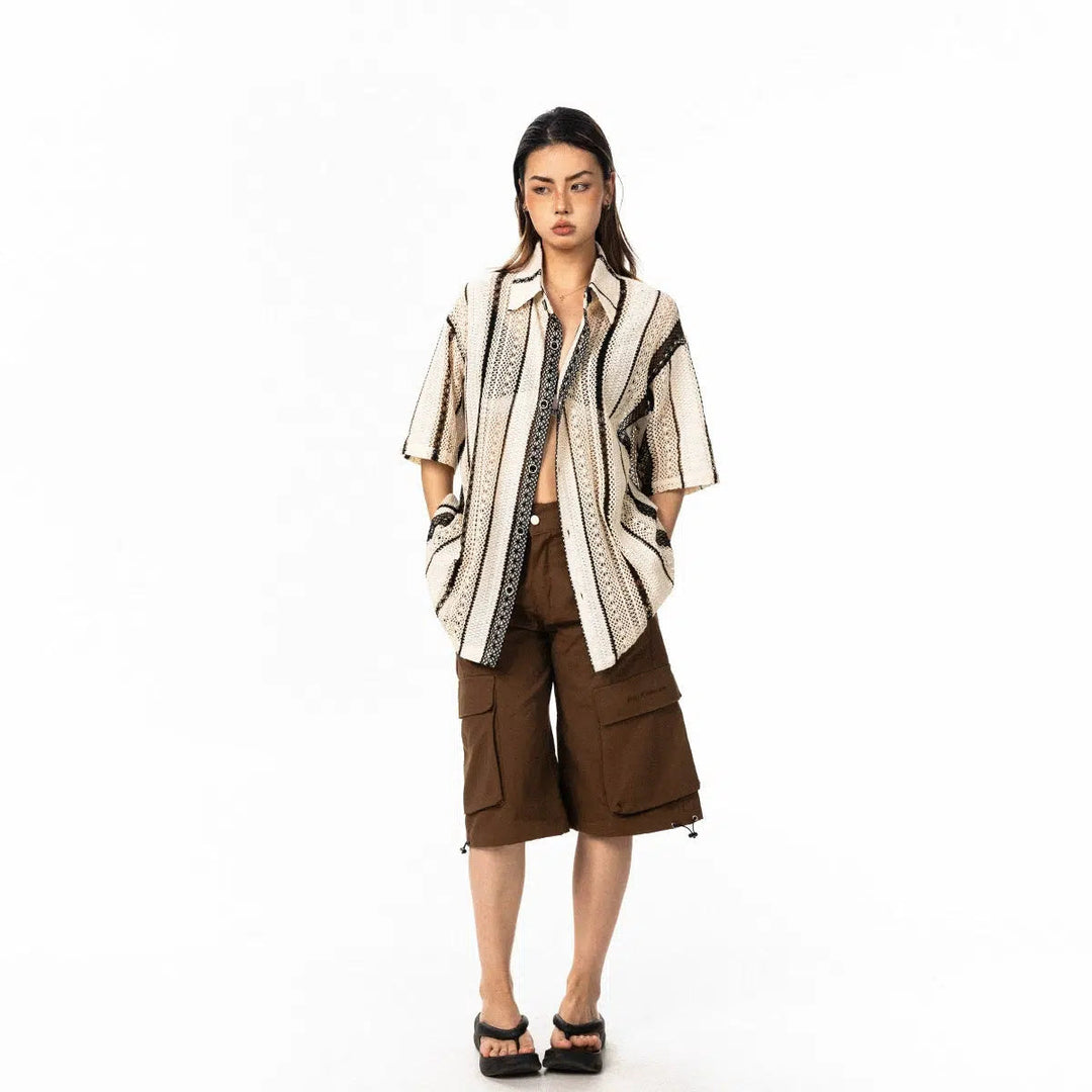 Thin Hollow Striped Shirt