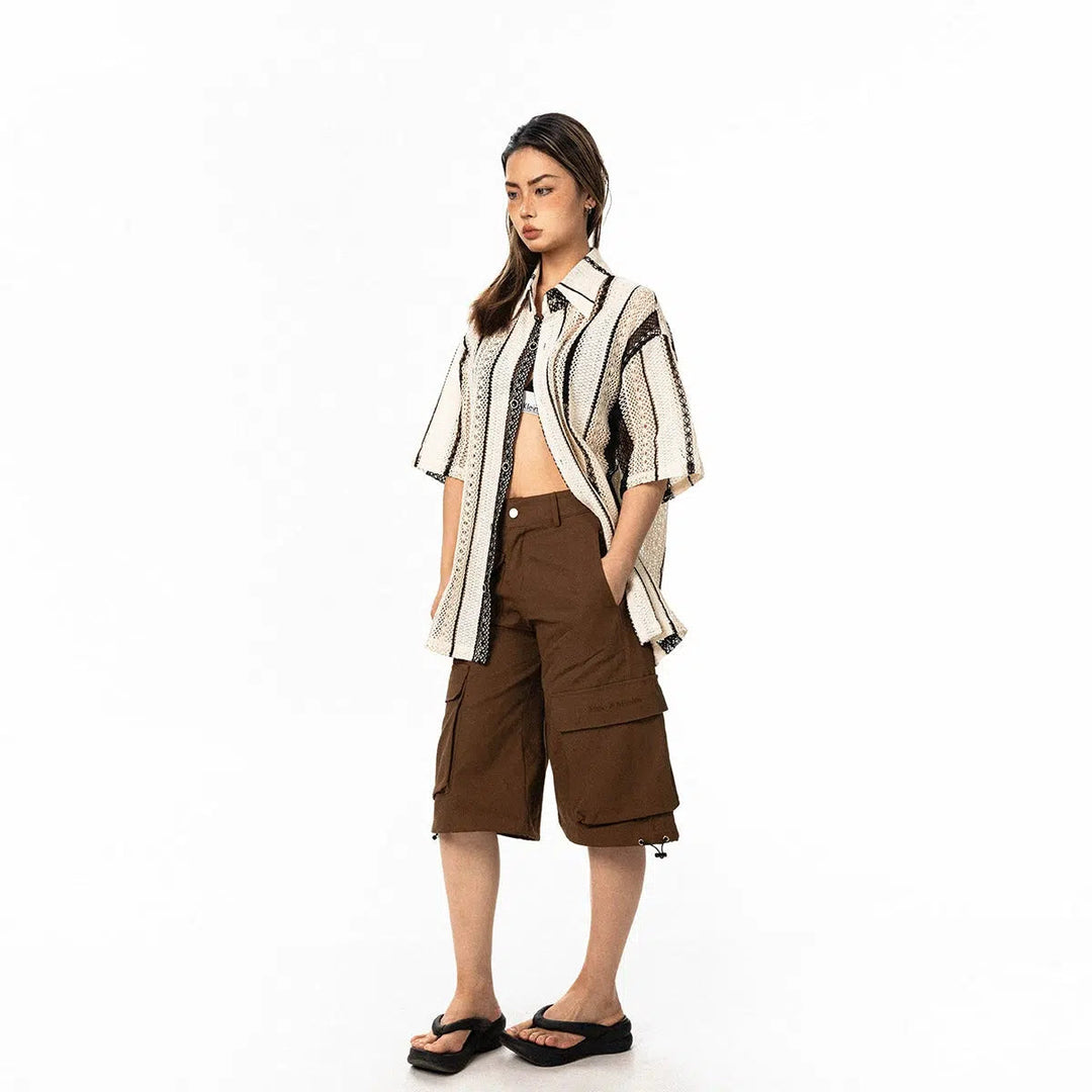 Thin Hollow Striped Shirt