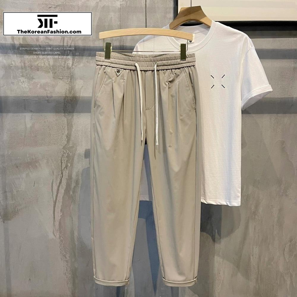 Thin Ice Silk Elastic Waist Pants