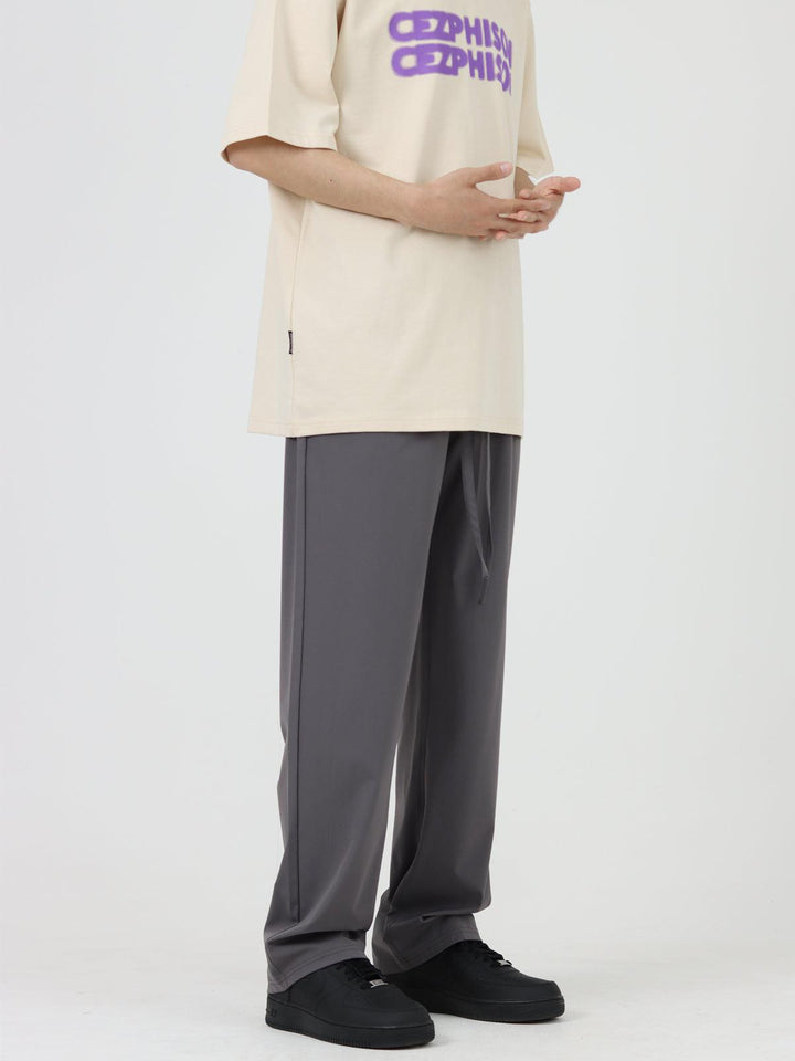Thin Ice Silk Straight Drawstring Pants