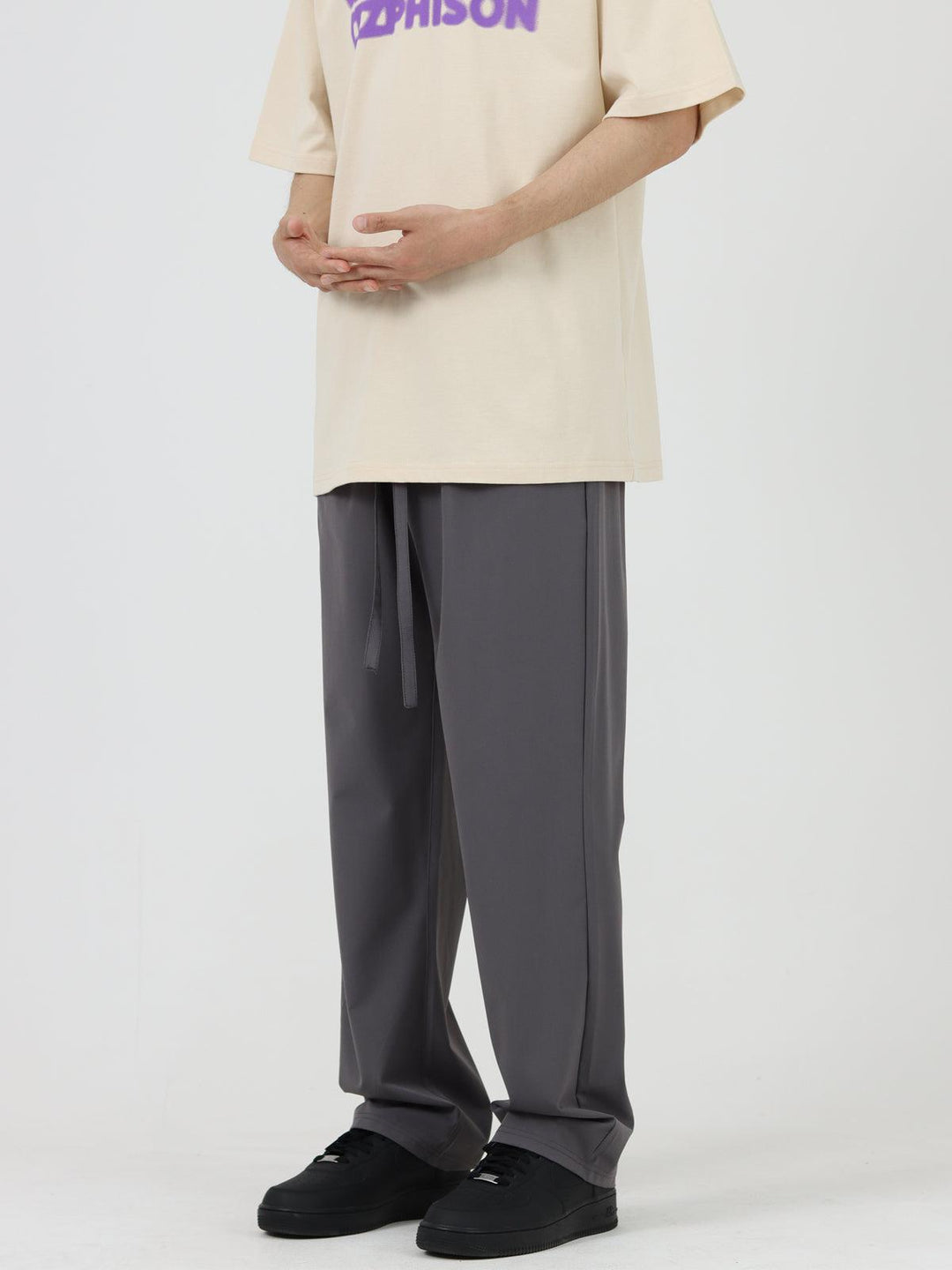 Thin Ice Silk Straight Drawstring Pants