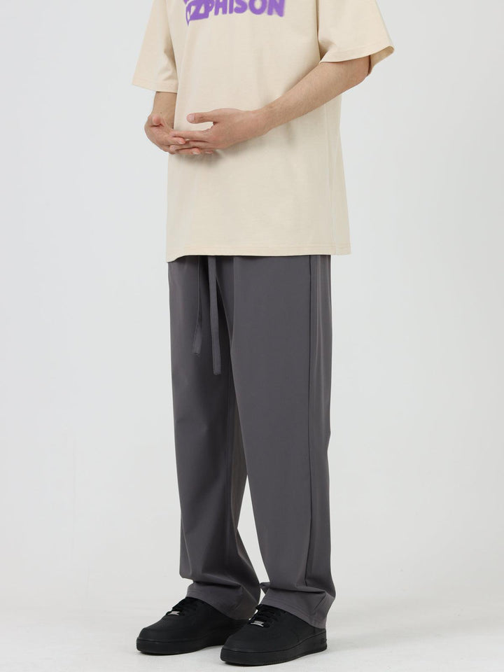 Thin Ice Silk Straight Drawstring Pants