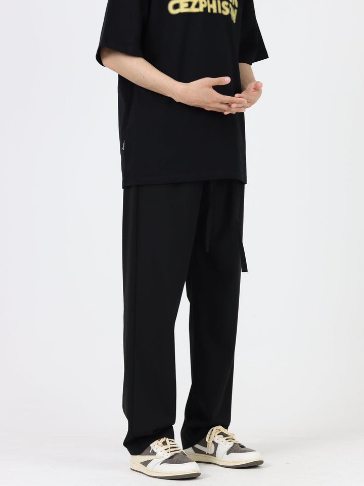 Thin Ice Silk Straight Drawstring Pants