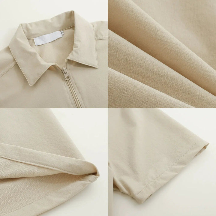 Thin Lapel Zipper Polo Shirt