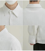 Thin Pleated Striped Shirt