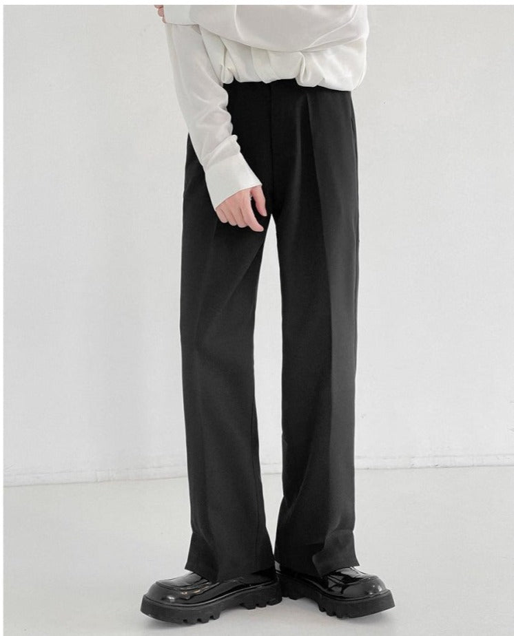 Thin Suit Straight Slit Drape Pants