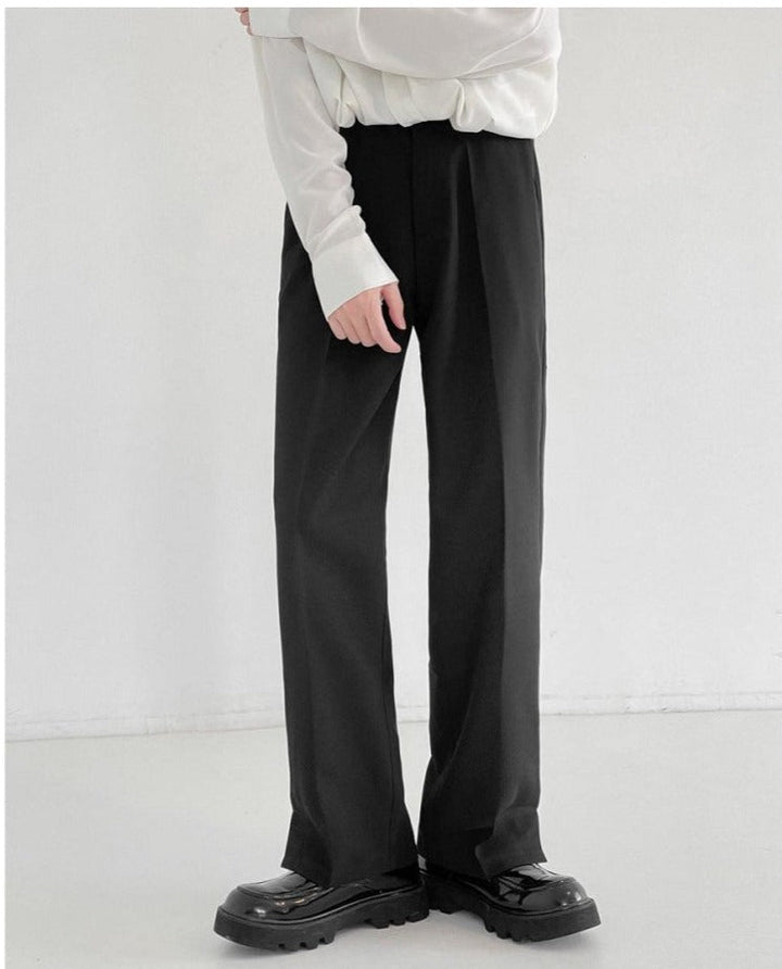Thin Suit Straight Slit Drape Pants