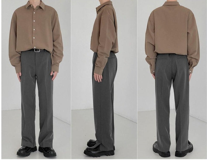 Thin Suit Straight Slit Drape Pants