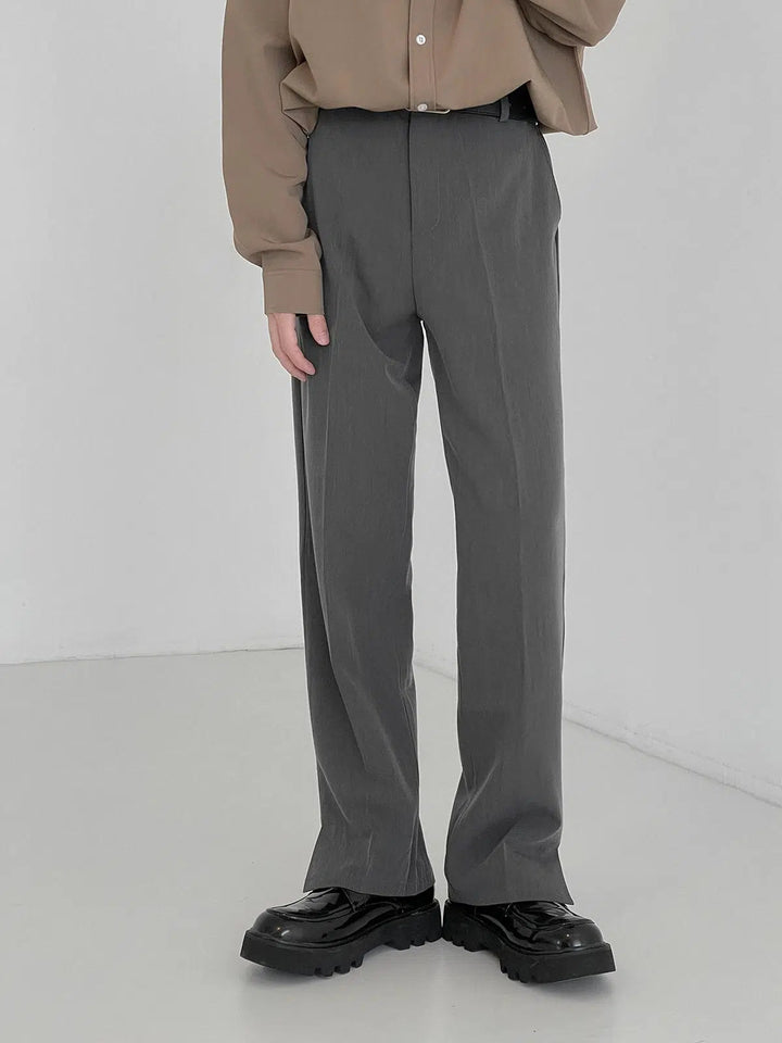 Thin Suit Straight Slit Drape Pants