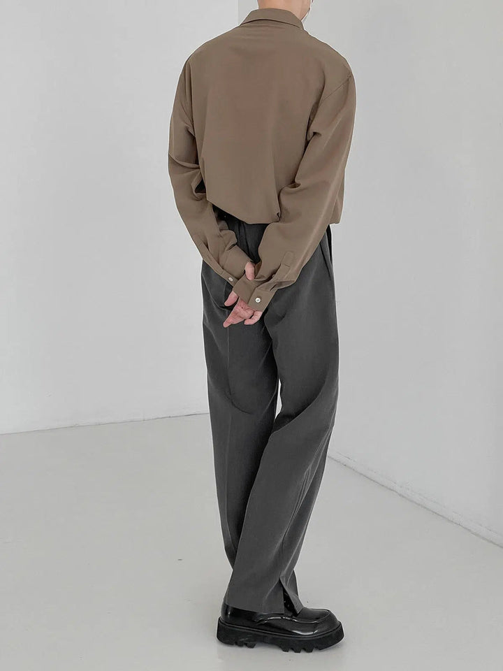 Thin Suit Straight Slit Drape Pants