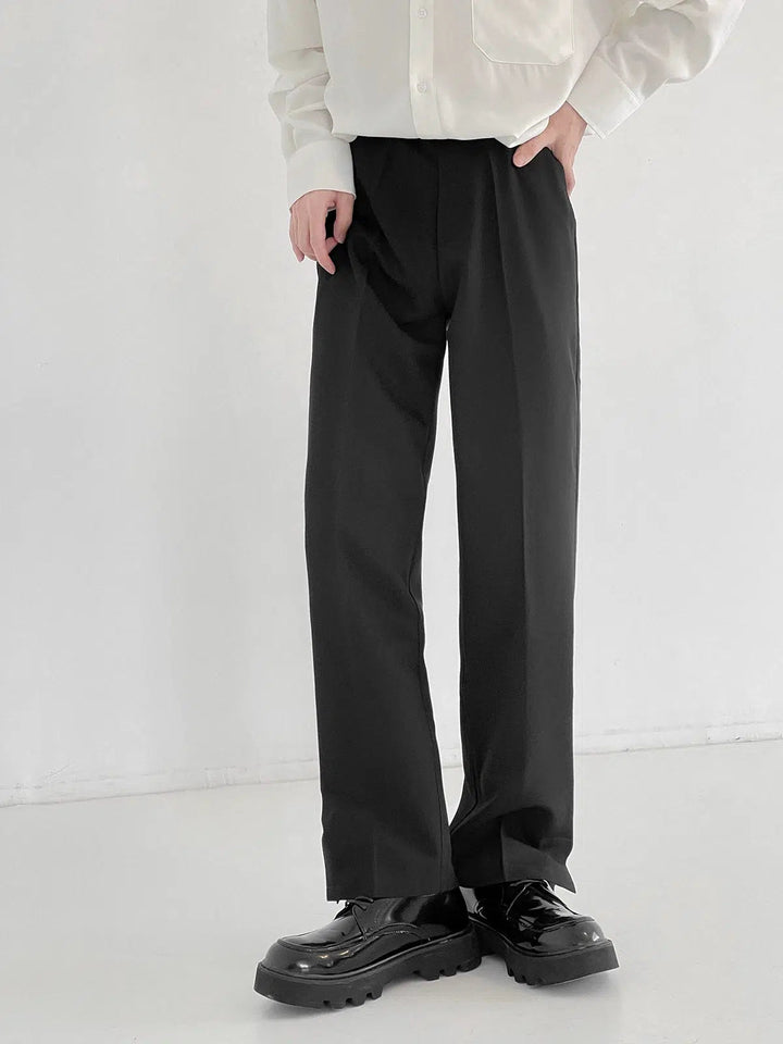 Thin Suit Straight Slit Drape Pants