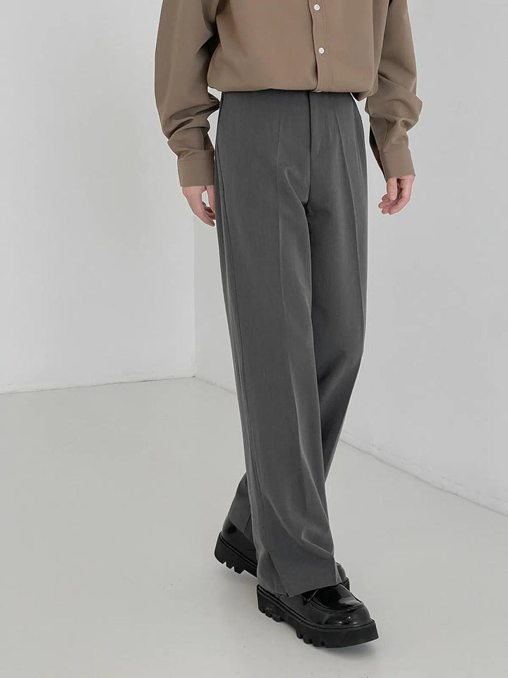 Thin Suit Straight Slit Drape Pants