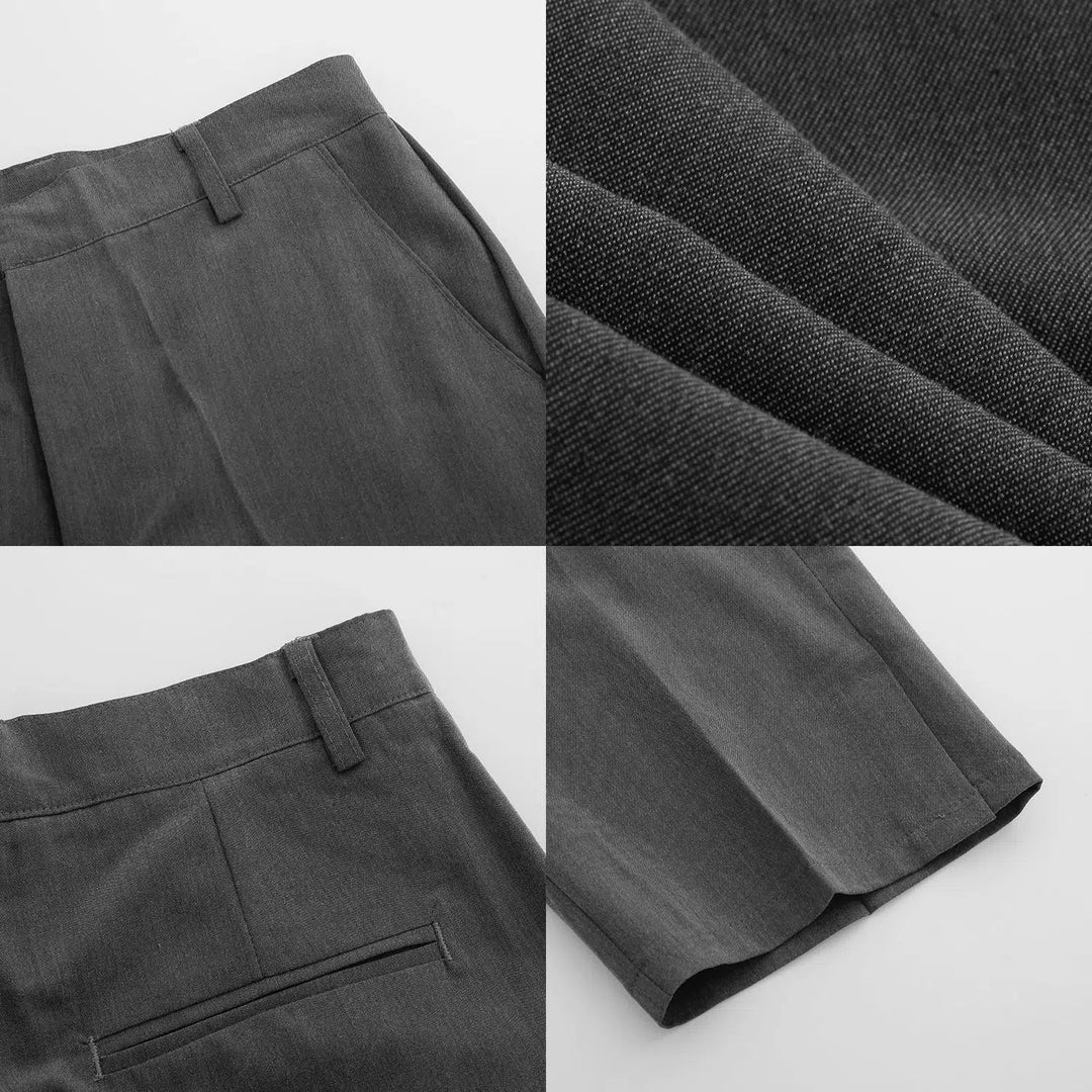 Thin Suit Straight Slit Drape Pants