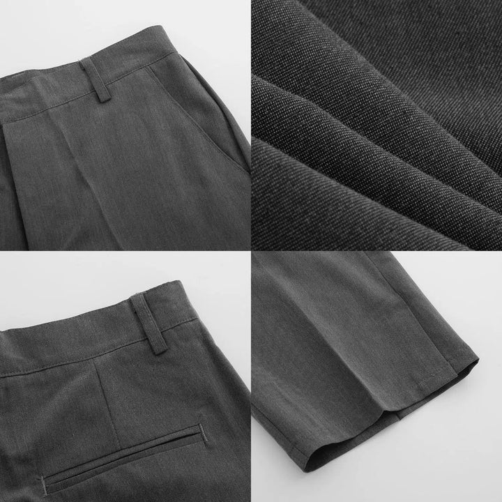 Thin Suit Straight Slit Drape Pants