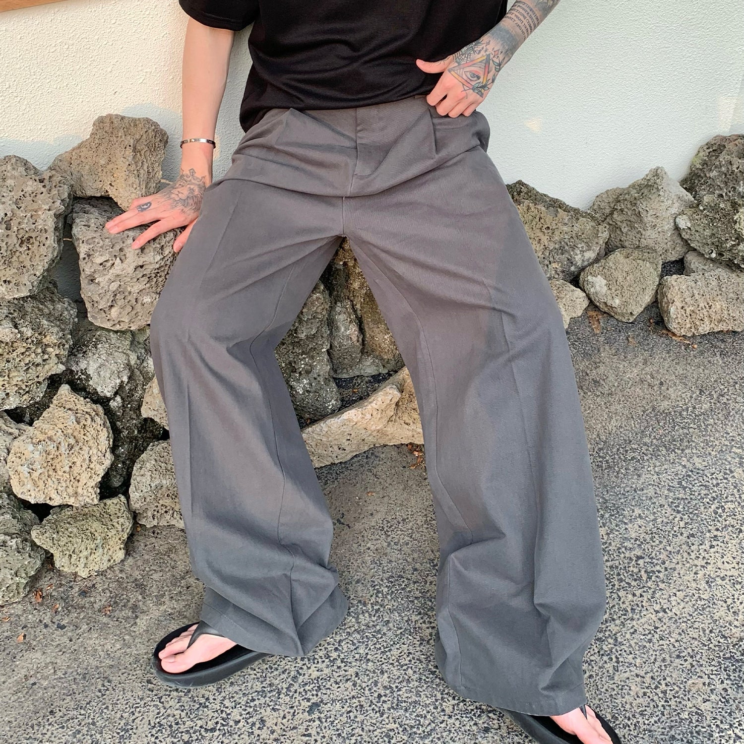 Thin Wide Leg Straight Pants