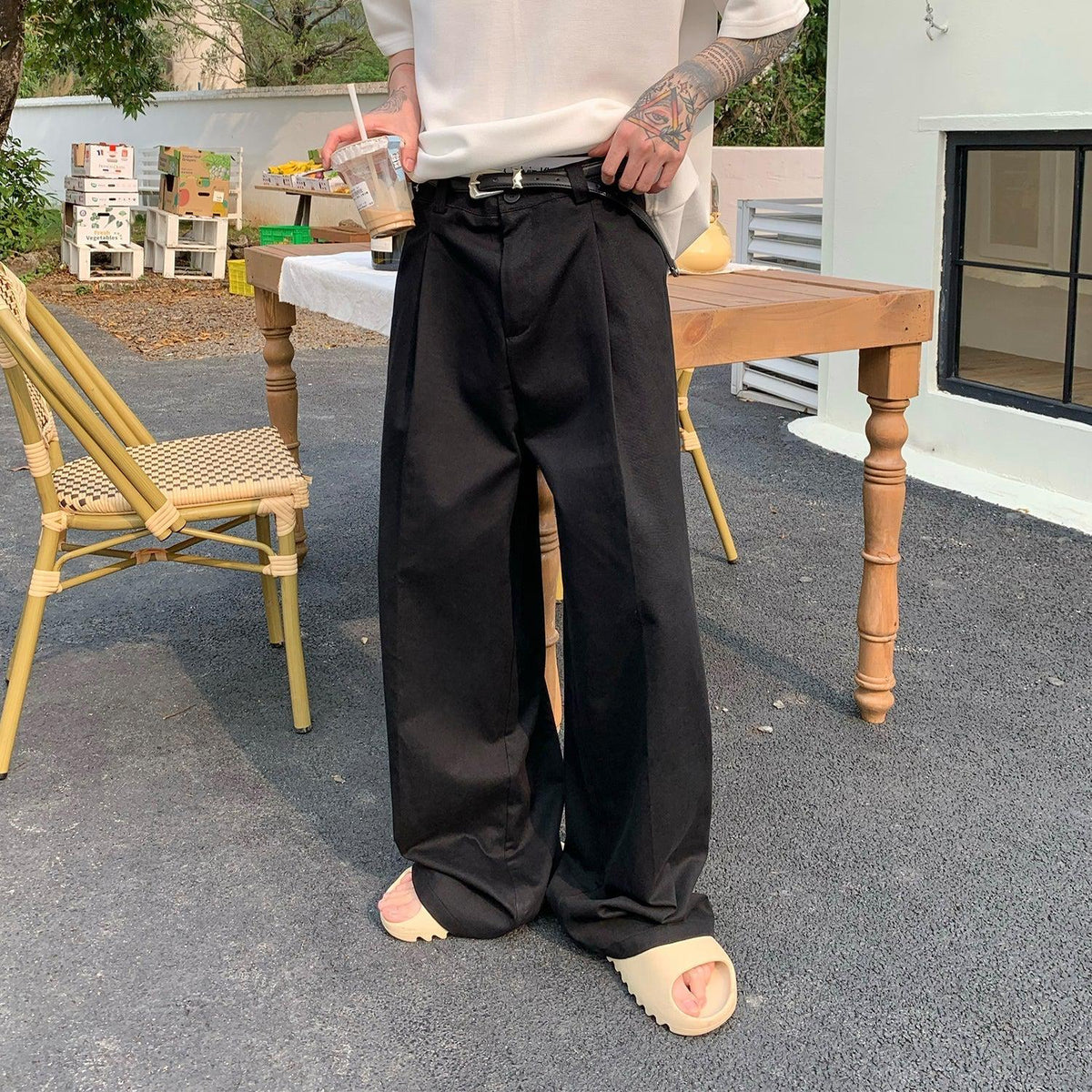 Thin Wide Leg Straight Pants