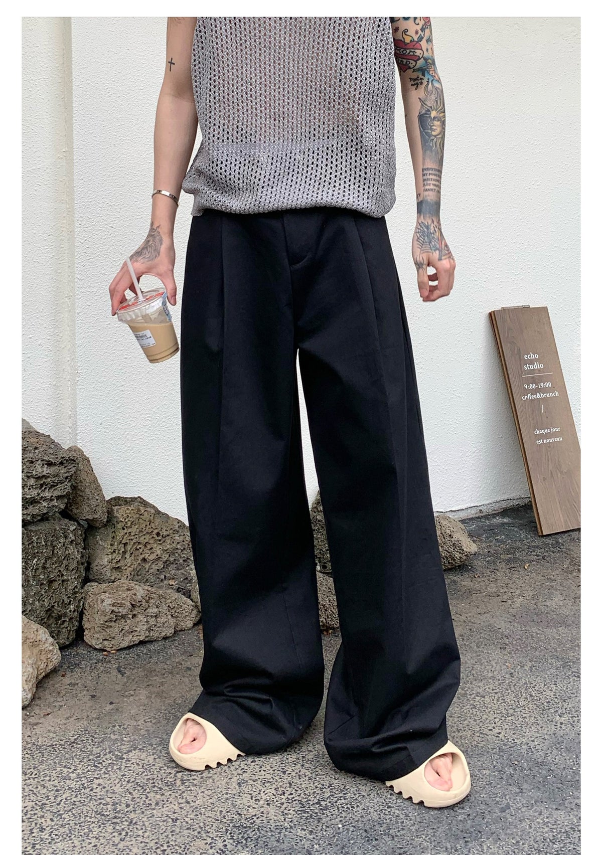 Thin Wide Leg Straight Pants