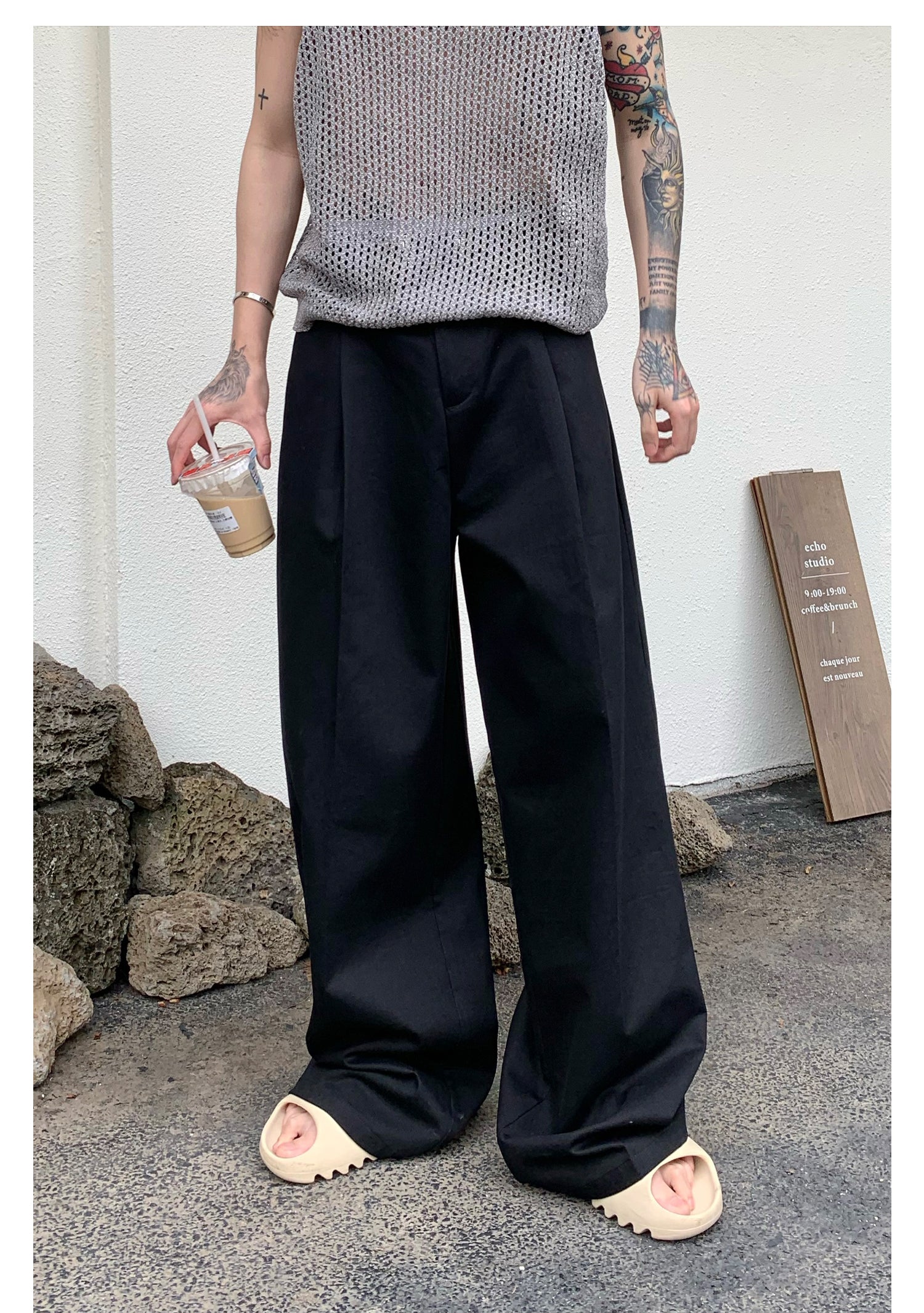 Thin Wide Leg Straight Pants