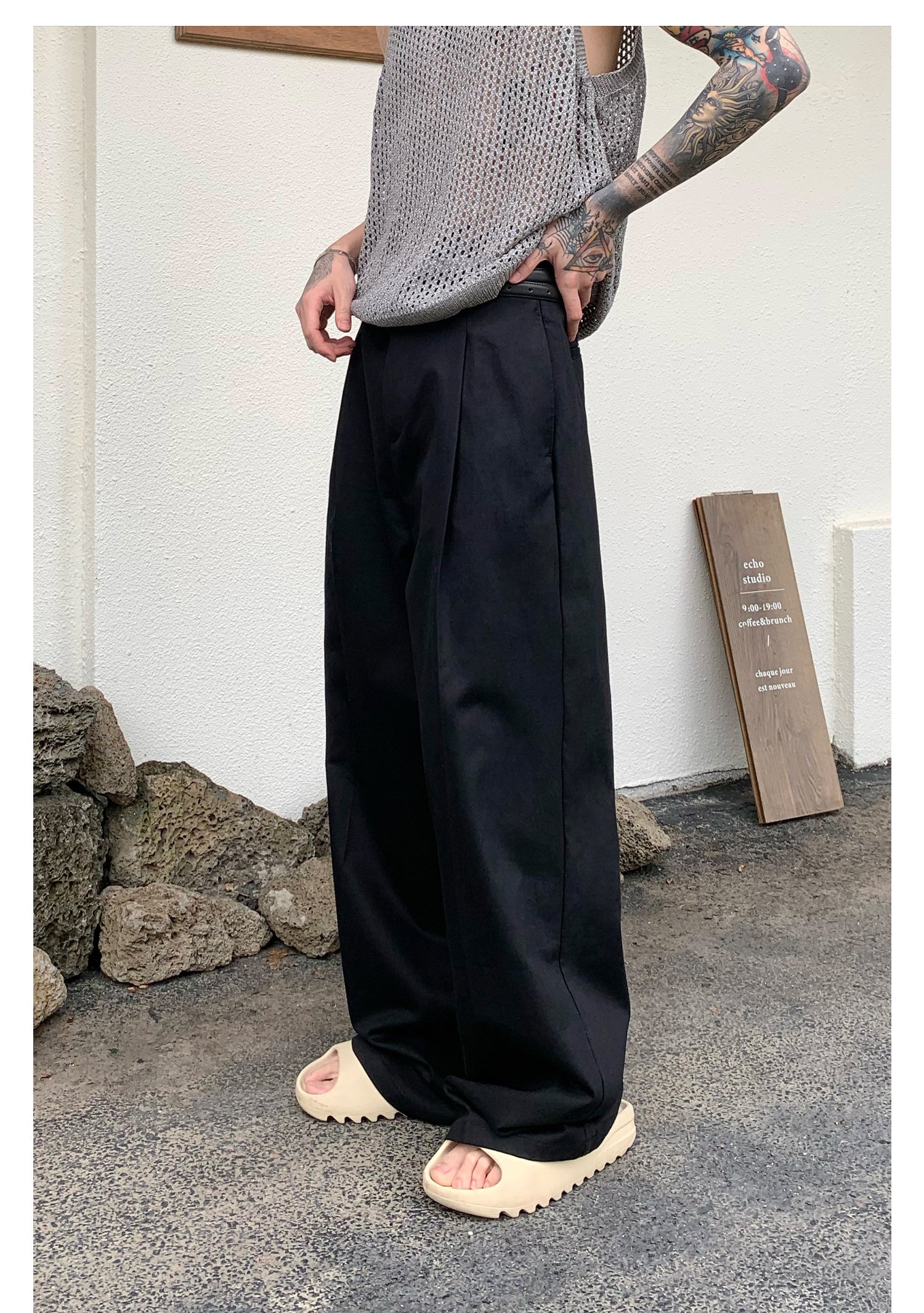 Thin Wide Leg Straight Pants