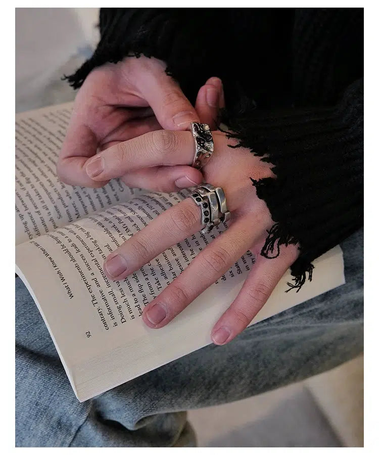 Three-piece Titanium Steel Set Diamond Ring