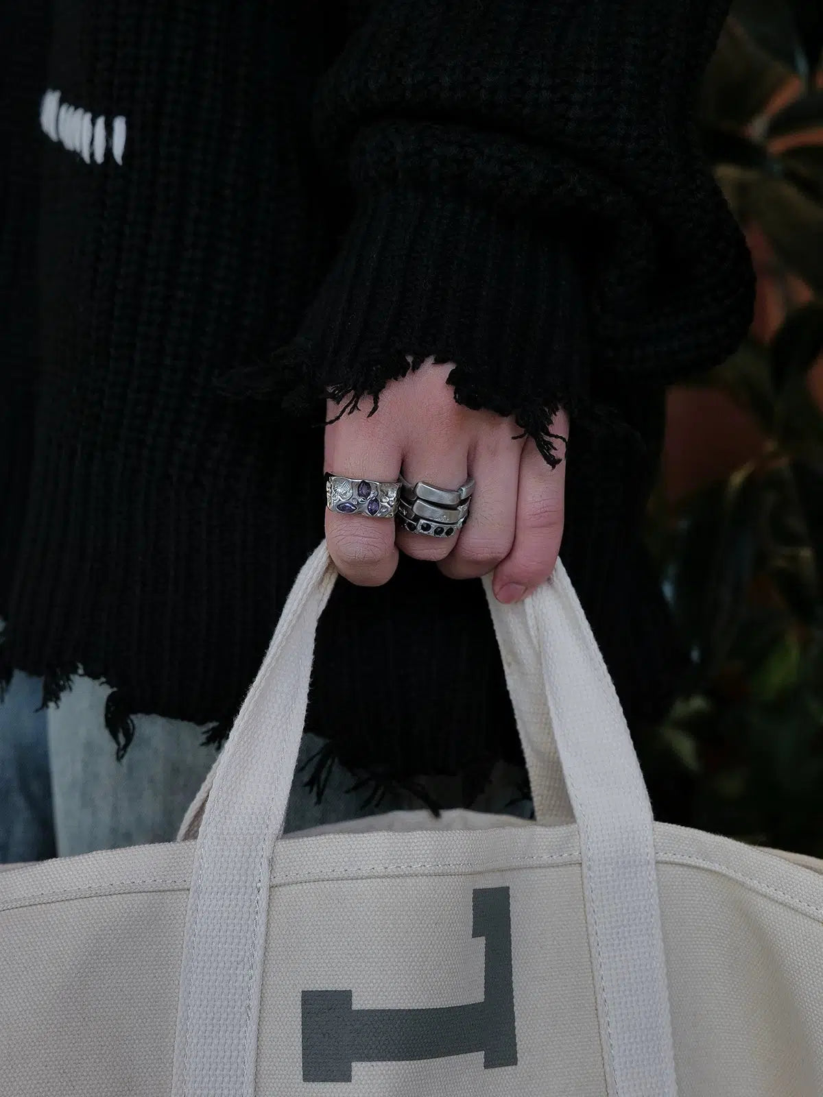 Three-piece Titanium Steel Set Diamond Ring