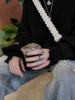 Three-piece Titanium Steel Set Diamond Ring