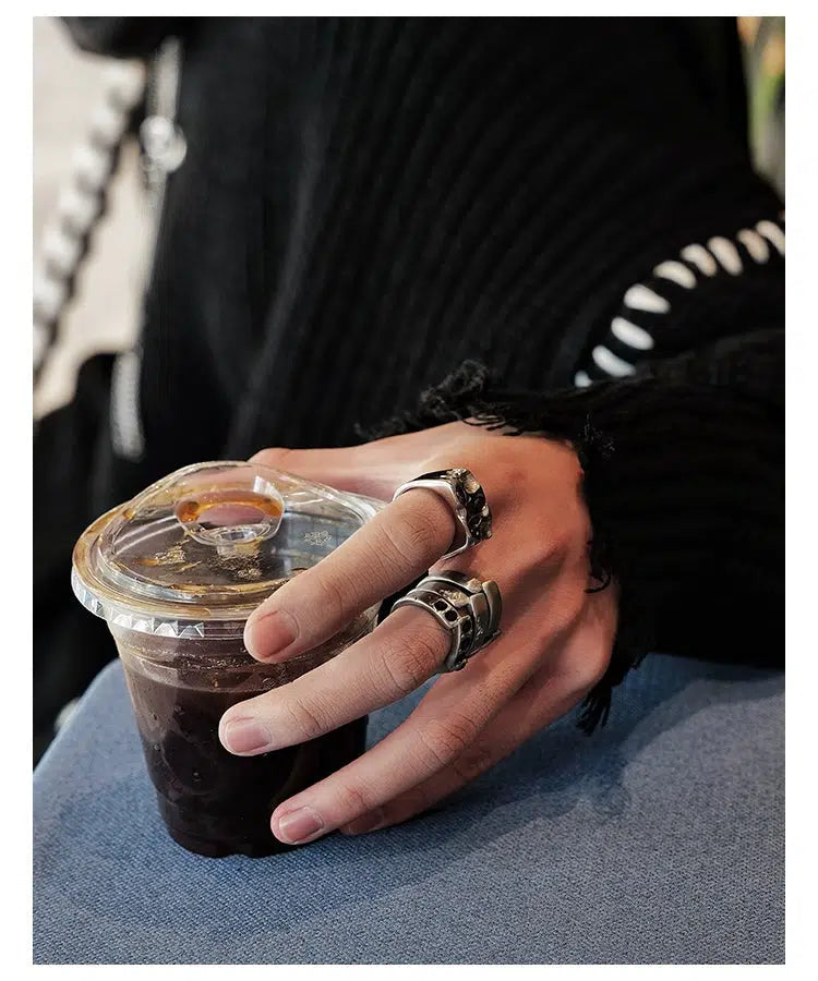 Three-piece Titanium Steel Set Diamond Ring