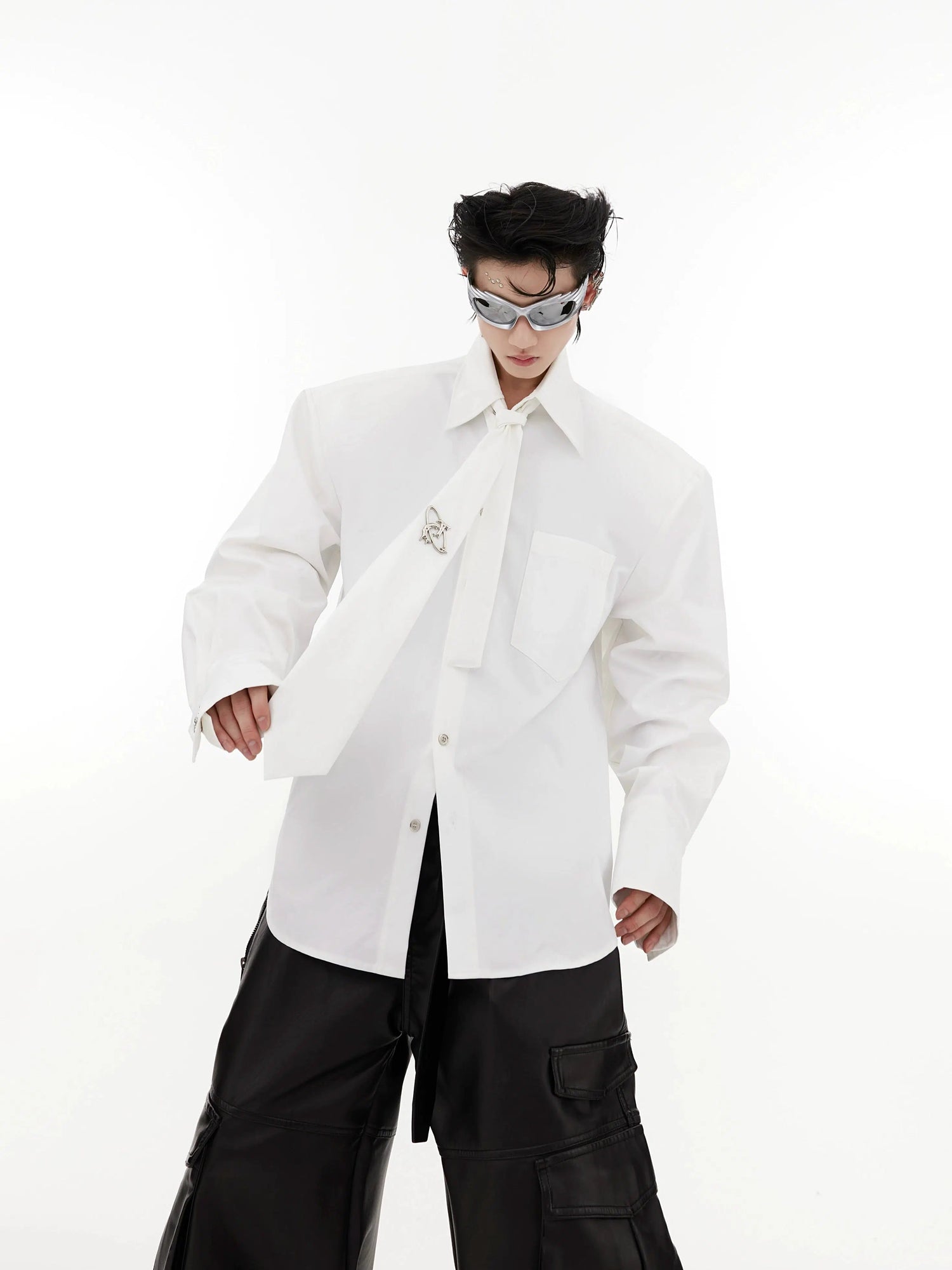 Tie Splicing Loose Cardigan Shirt