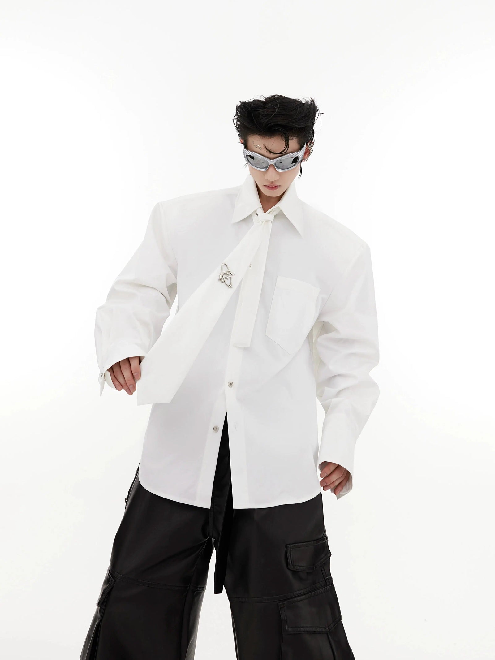 Tie Splicing Loose Cardigan Shirt