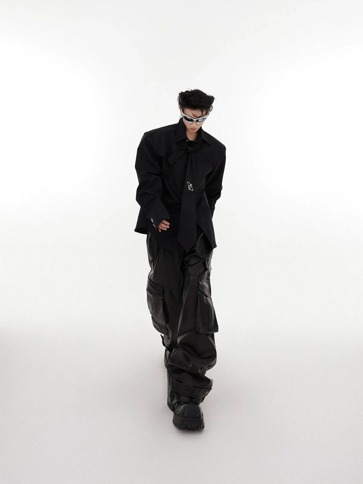 Tie Splicing Loose Cardigan Shirt