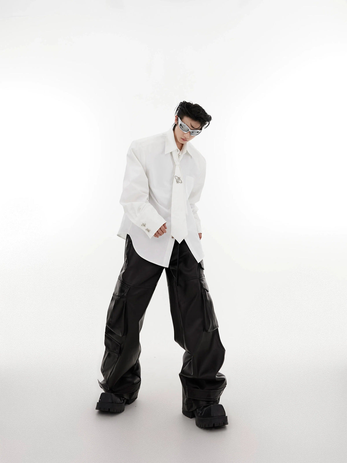 Tie Splicing Loose Cardigan Shirt