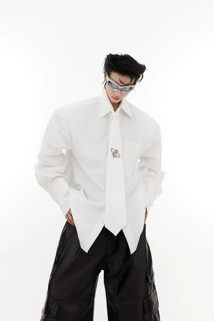 Tie Splicing Loose Cardigan Shirt