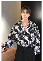 Tie-dye Contrast Color Lapel Shirt