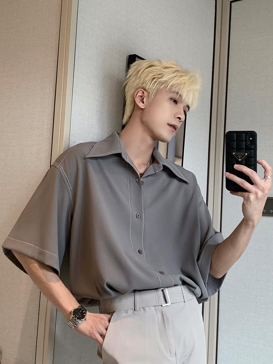 Topstitched Button-down Shirt