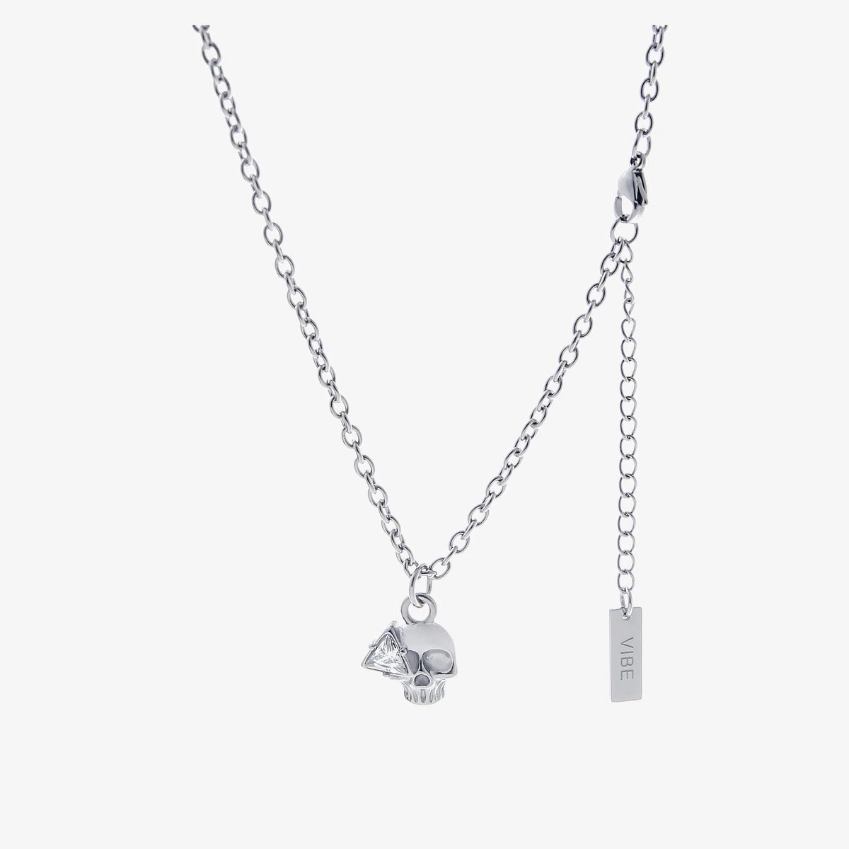 Triangular Diamond Skull Eyes Pendant Necklace