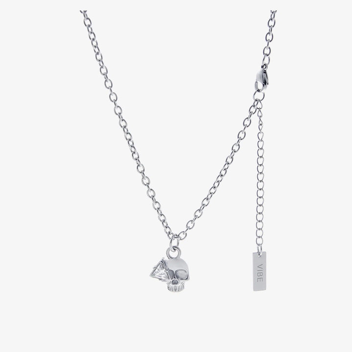 Triangular Diamond Skull Eyes Pendant Necklace