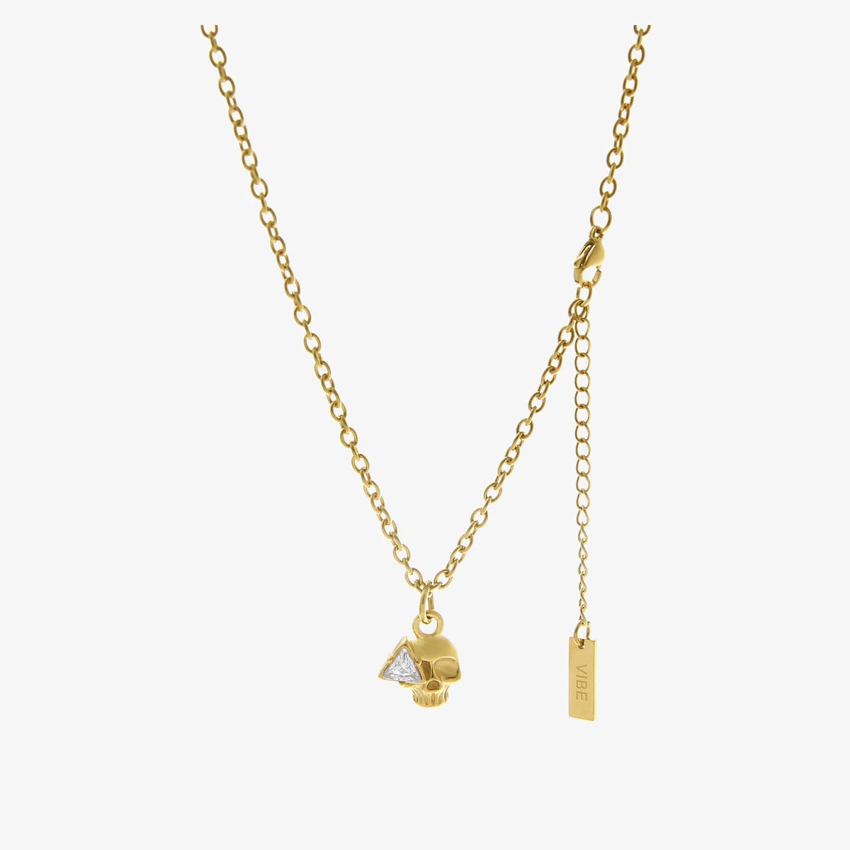 Triangular Diamond Skull Eyes Pendant Necklace