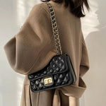 Turn Lock Closure Quilted Chain Bag