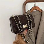 Turn Lock Closure Quilted Chain Bag