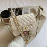 Turn Lock Closure Quilted Chain Bag