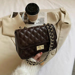 Turn Lock Closure Quilted Chain Bag